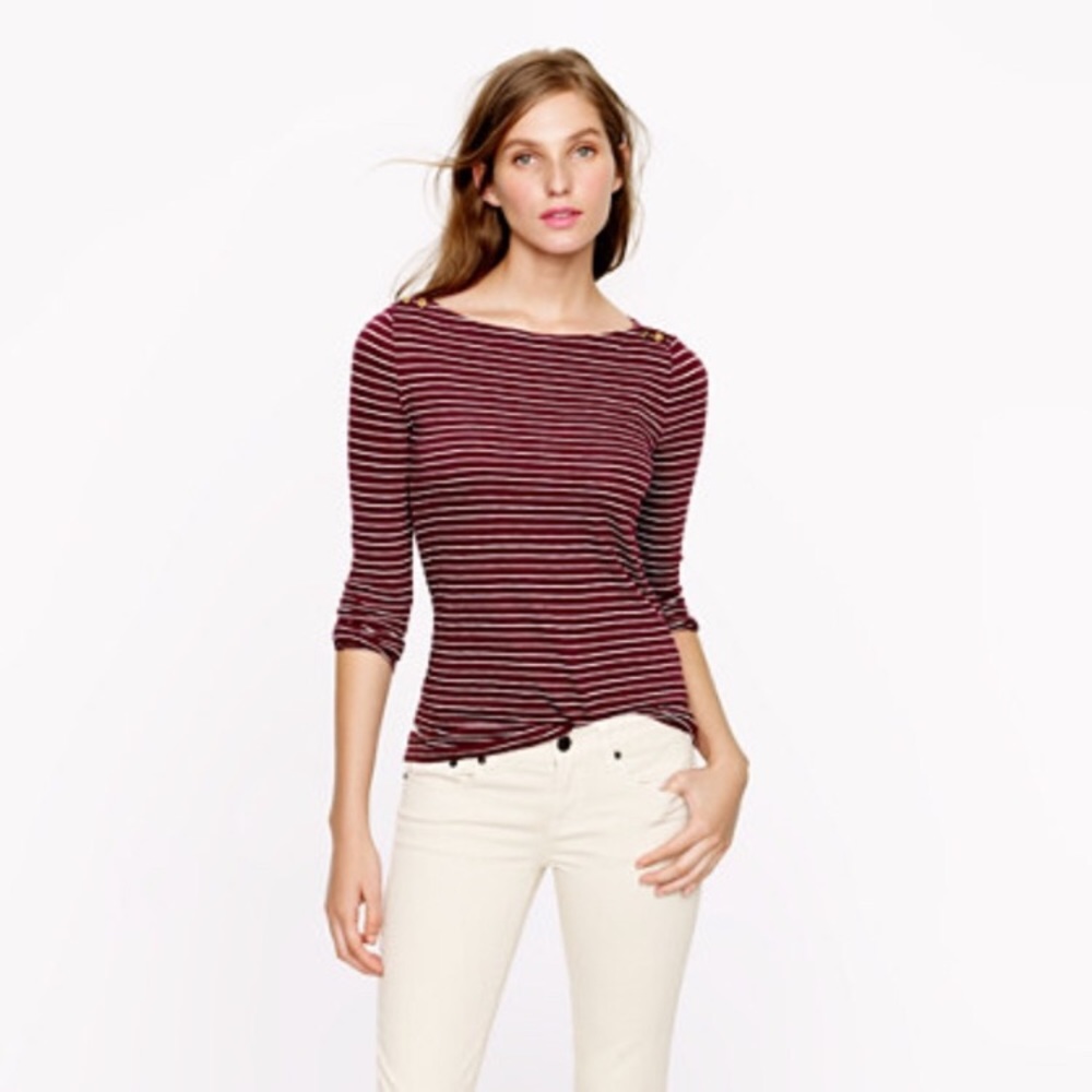 J. CREW // Burgundy Striped Painter Tee